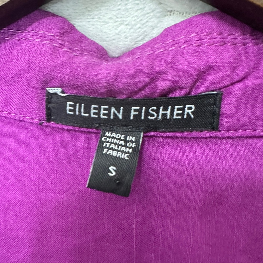 Eileen Fisher Tunic Linen Blend Purple Lagenlook Coastal Boho Minimalist Women S - Picture 4 of 8